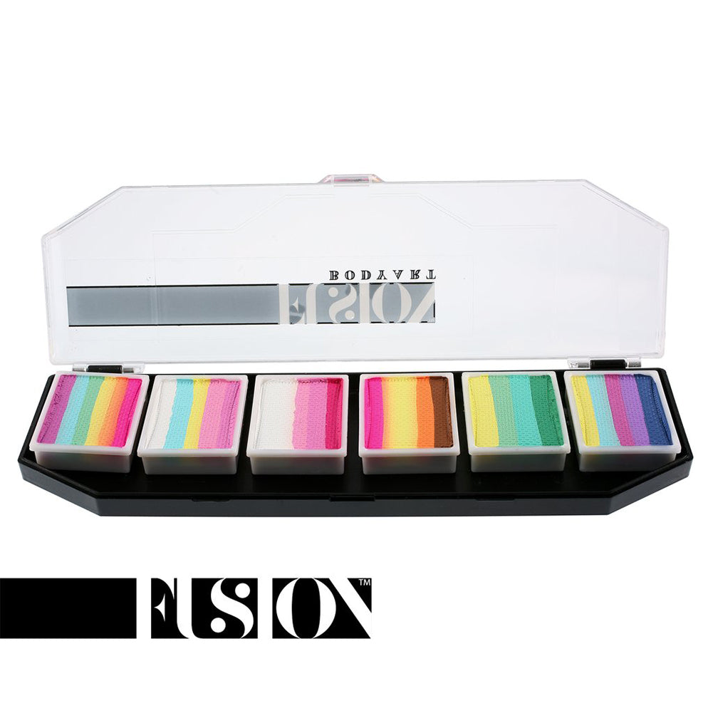 Fusion Body Art Lodie Up Cute Pastel Rainbow Face Painting Palette (6 Cakes/10 gm)