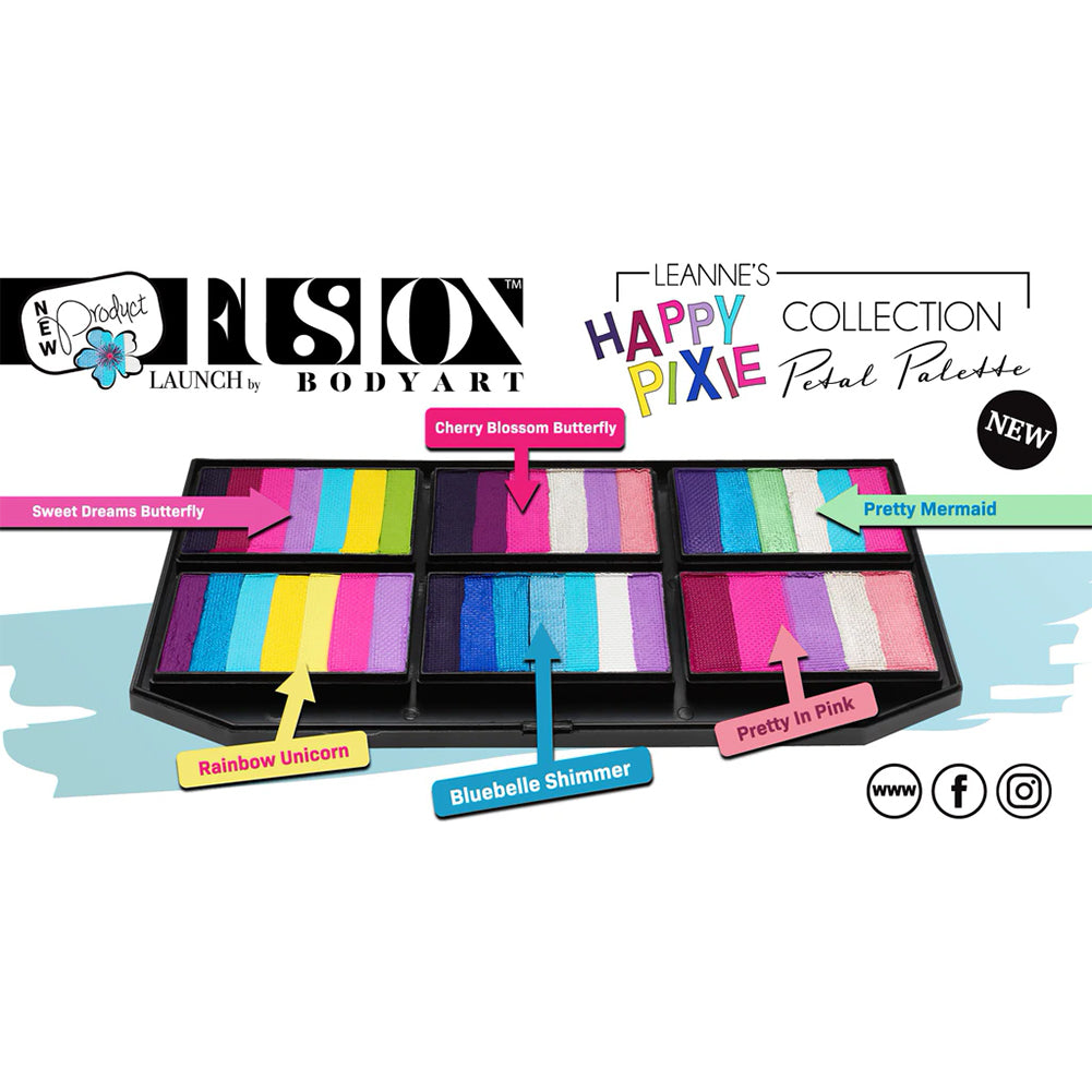 Fusion Body Art Spectrum FX Palette - Leanne&#39;s Happy Pixie Petal Palette (6 Cakes/25 gm)