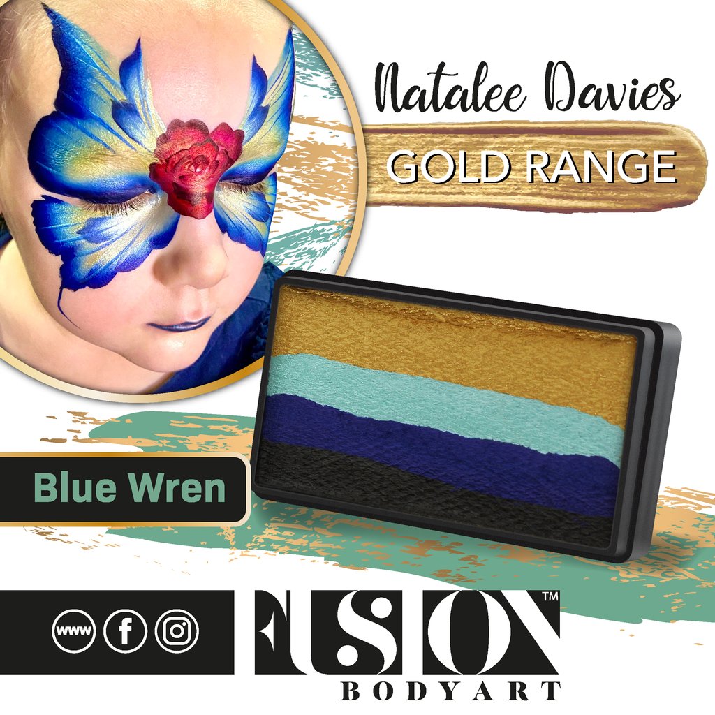 Fusion Body Art Natalee Davies Gold Range Split Cake - Blue Wren (30 gm)