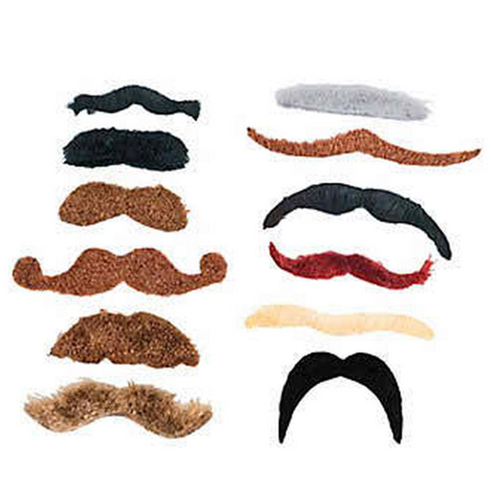Moustache Assortment - Polyester (12/pack)