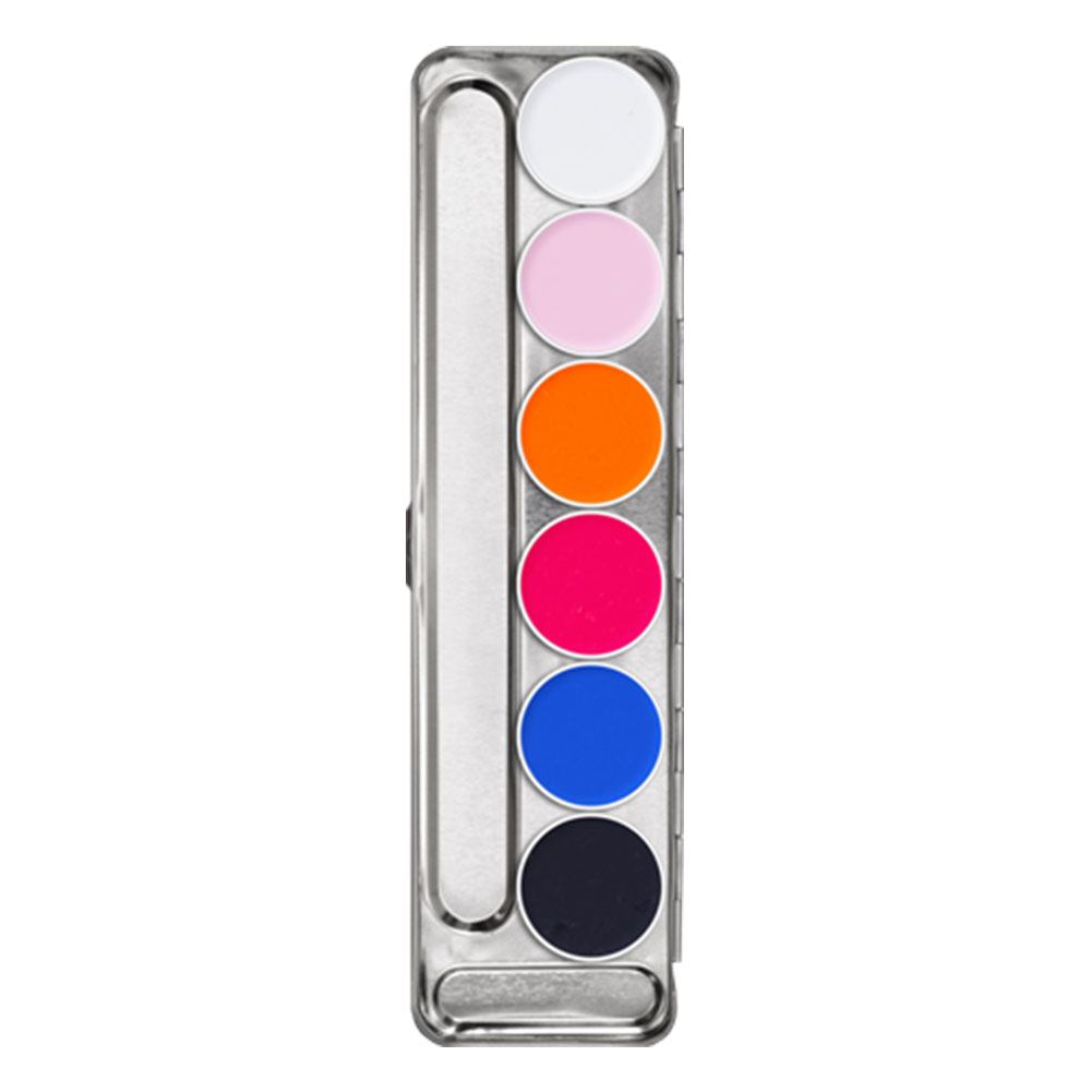 Kryolan Aquacolor Cosmetic UV-Dayglow Neo Palette (6 Colors)