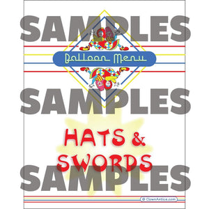 Restaurant Syle Balloon Menu - Hats & Swords