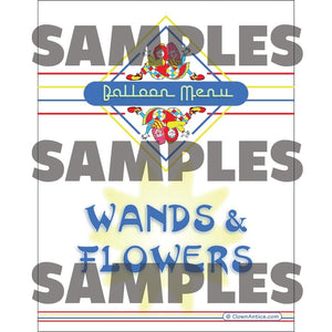 Restaurant Syle Balloon Menu - Wands & Flowers