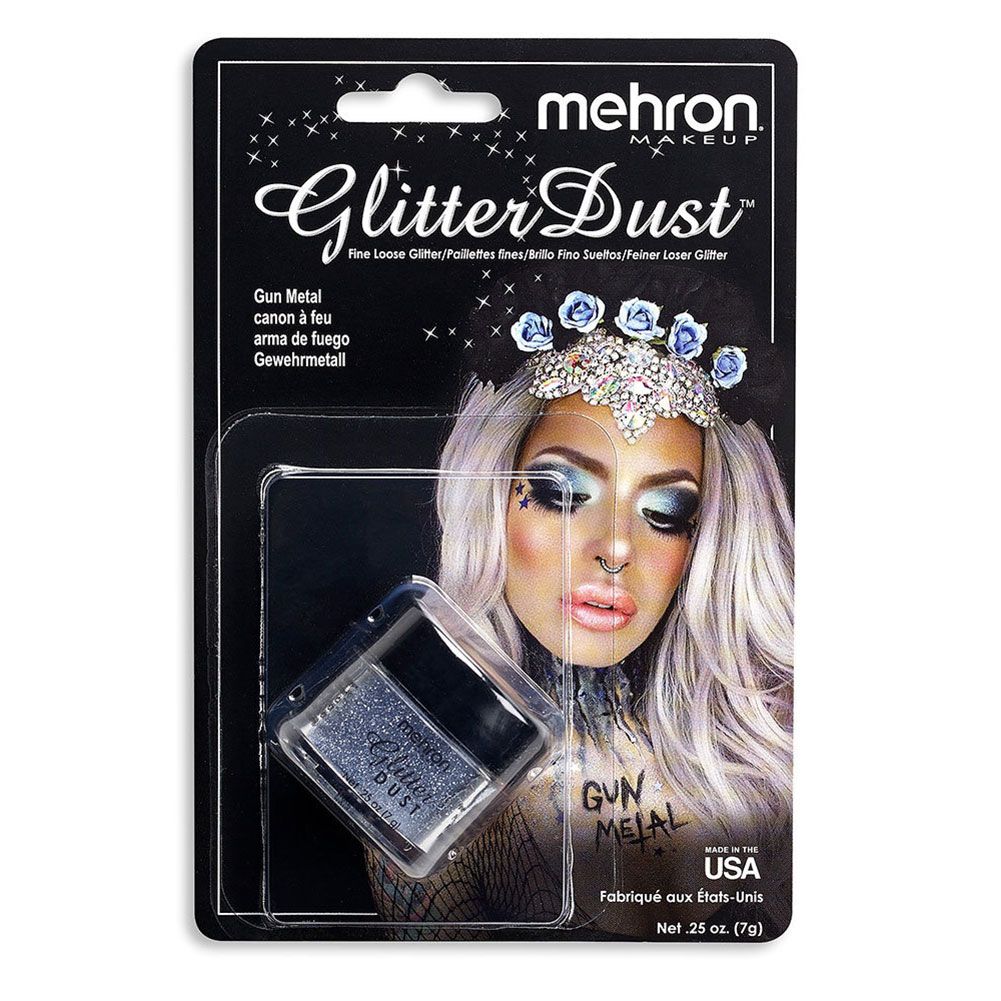 Mehron Glitter Dust - Gun Metal (0.25 oz/7 gm)