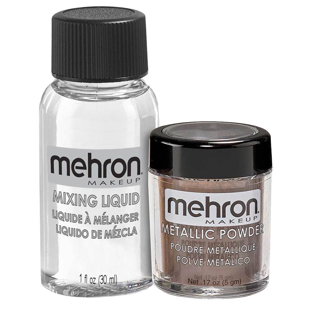 Mehron Glitter Powder Set - Bronze And Mixing Liquid