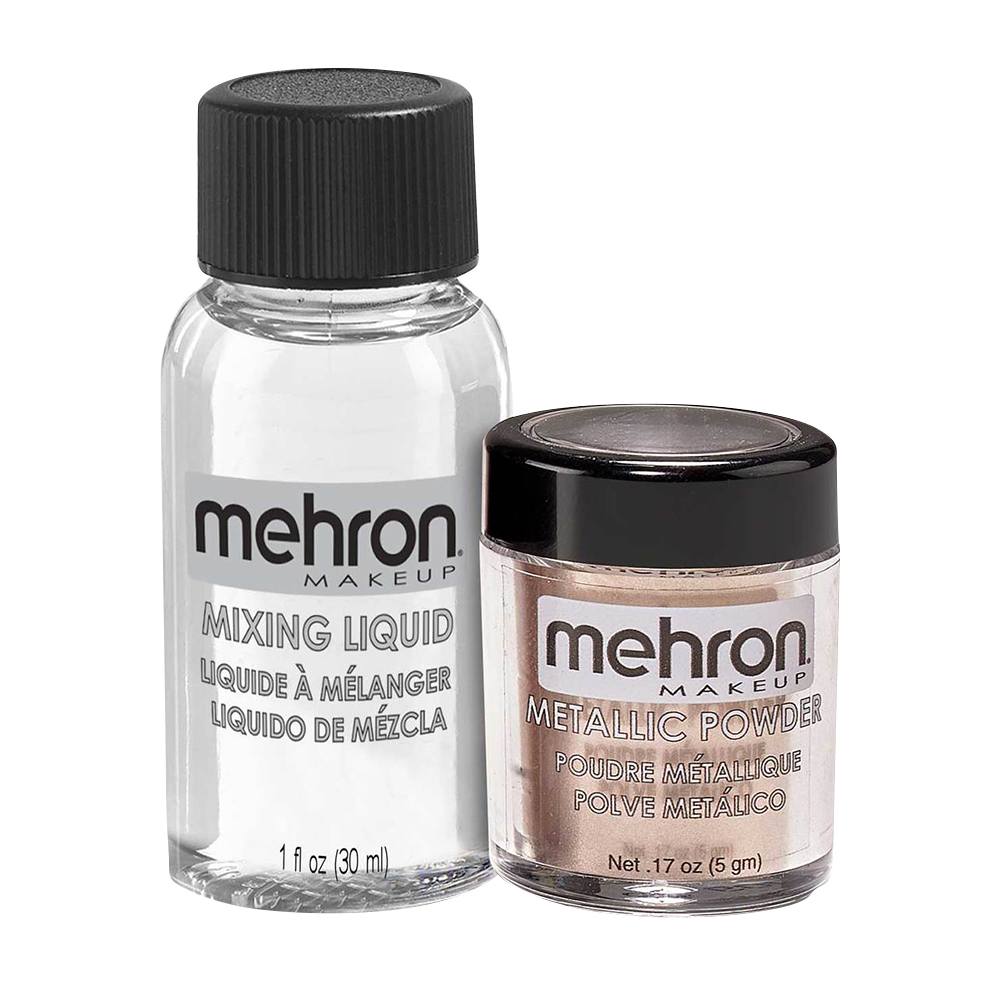 Mehron Glitter Powder Set - Rose Gold And Mixing Liquid