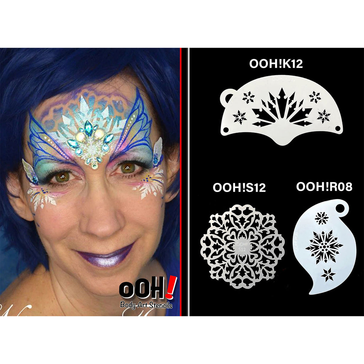 Snowflake Queen Mask Face Paint Stencil by Ooh! Body Art (K11)