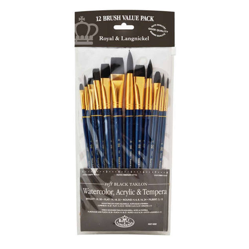 Royal Brush - Royal Soft Black Taklon Value Set #9302 (12 pack)