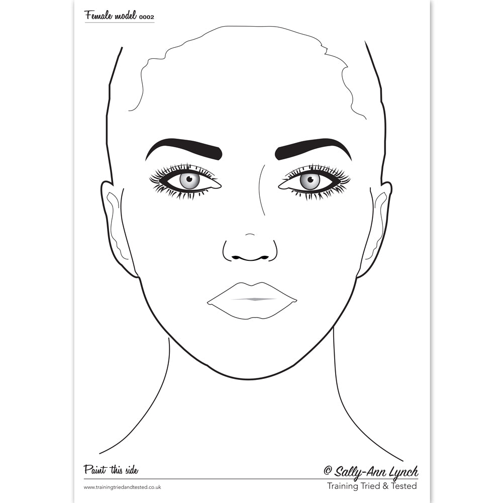 Sally-Ann Lynch Face Painting Practice Board - Female Face 0016 (A4)
