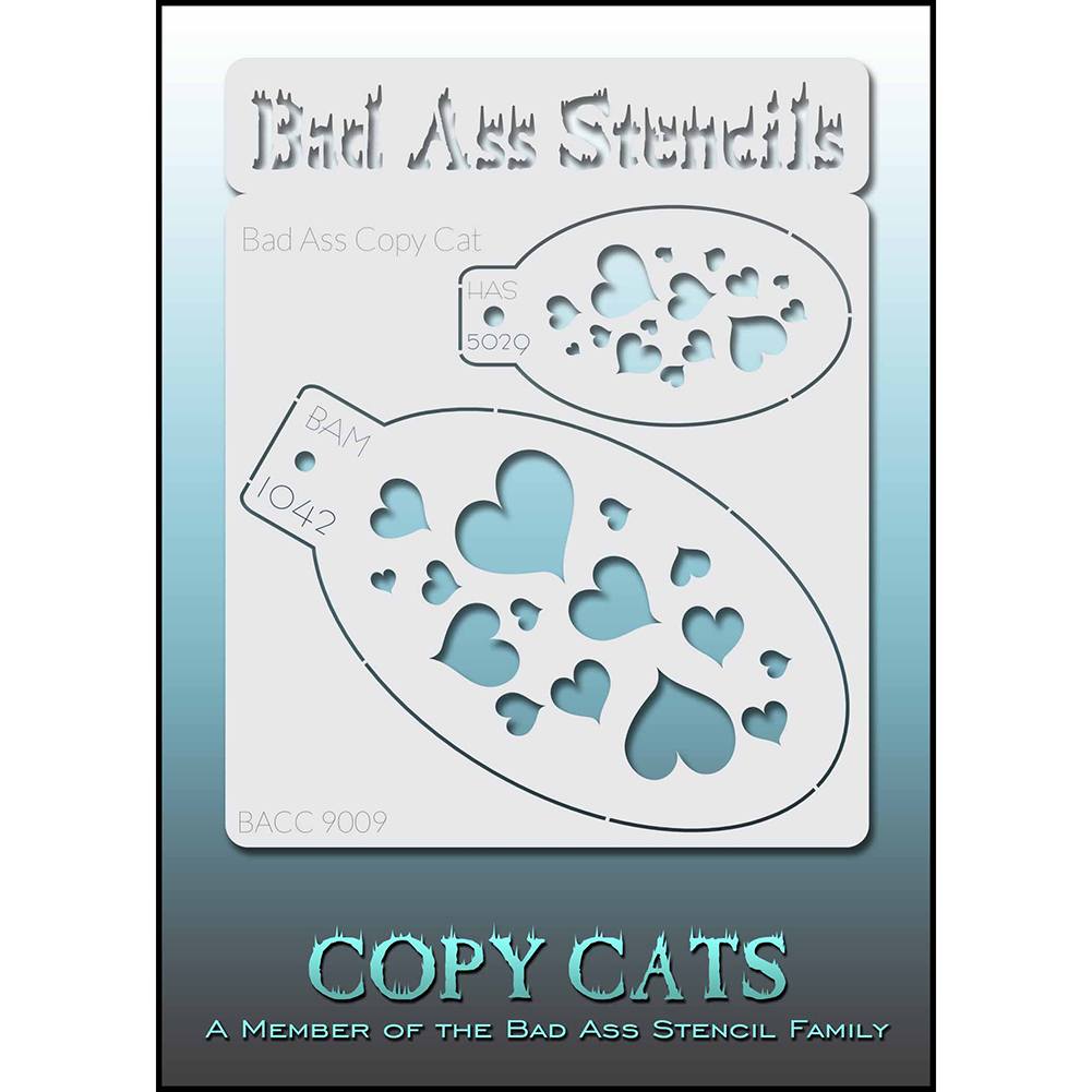 Bad Ass Copy Cat Stencil - Hearts - BACC 9009