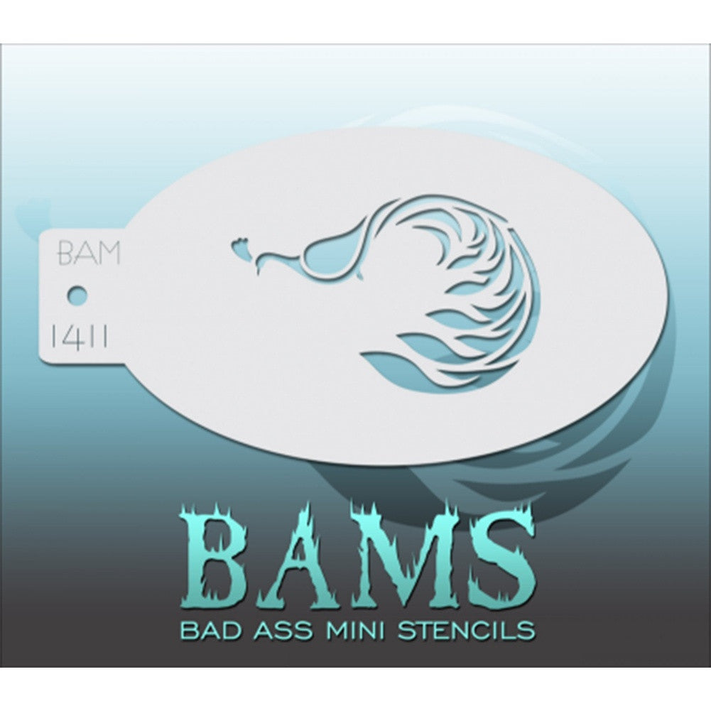 Bad Ass Mini Stencils - Peacock Swirl - BAM1411