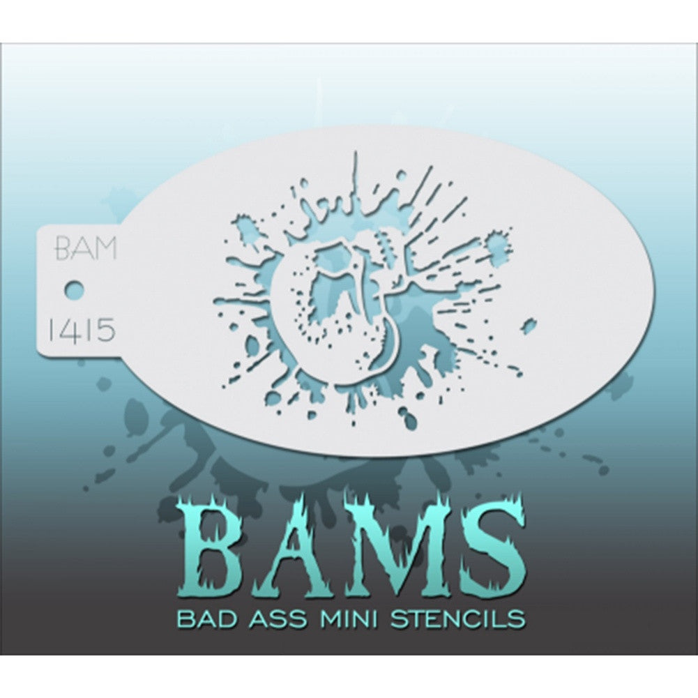 Bad Ass Mini Stencils - Splatter Skull - BAM1415