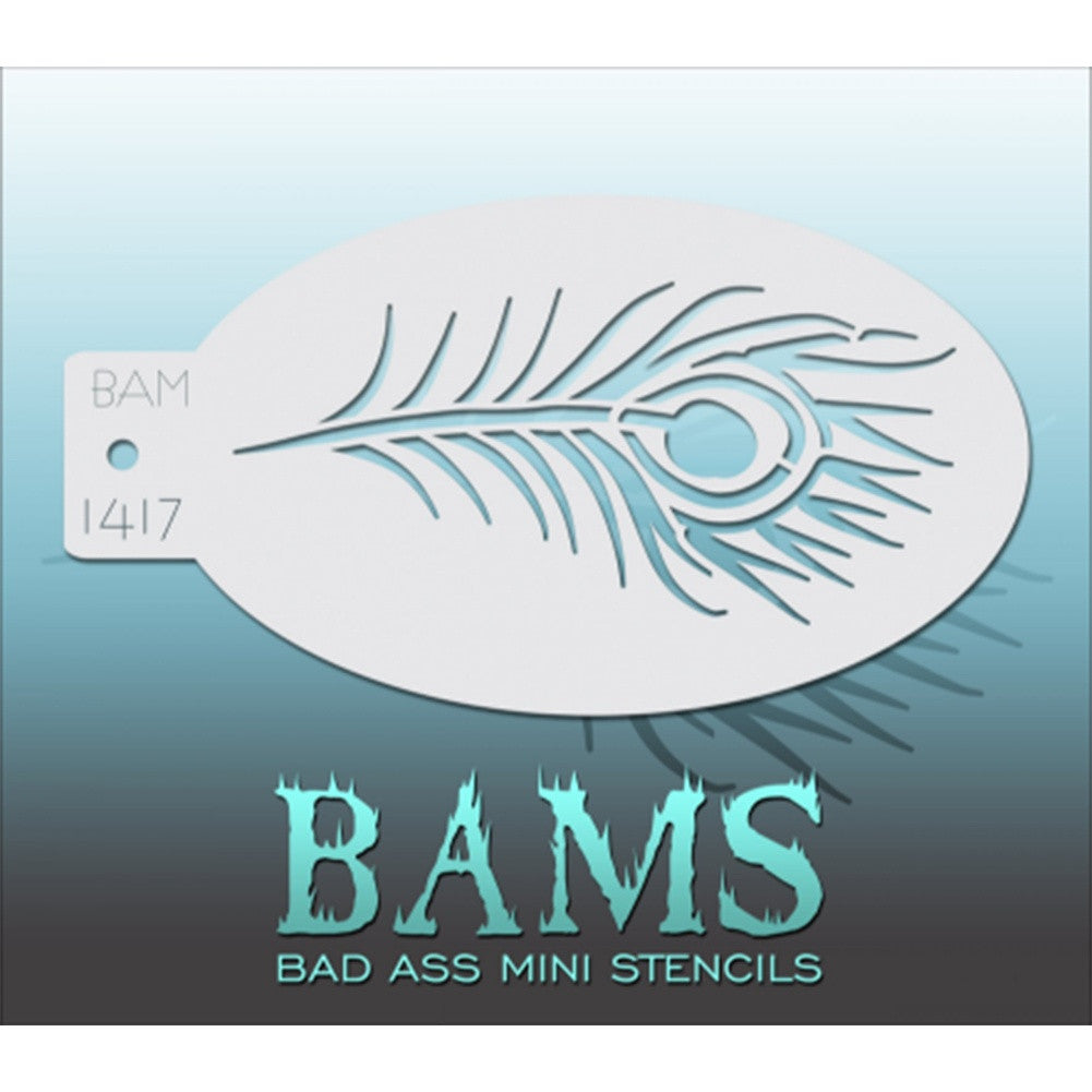 Bad Ass Mini Stencils - Peacock Feather - BAM1417