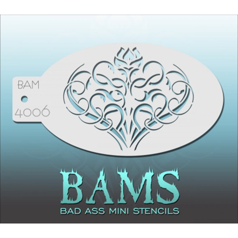 Bad Ass Mini Stencils - Flower Swirls - BAM4006
