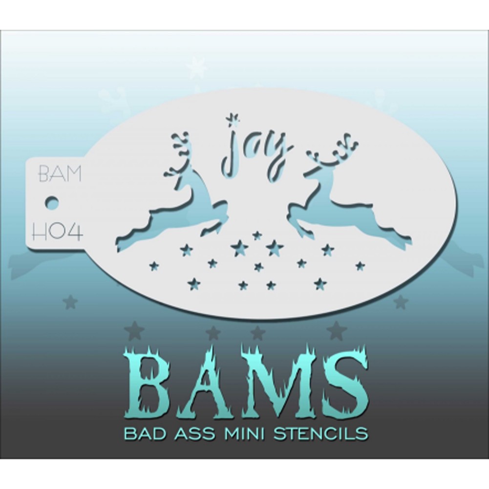 Bad Ass Mini Stencils - Reindeer Joy - BAMH04