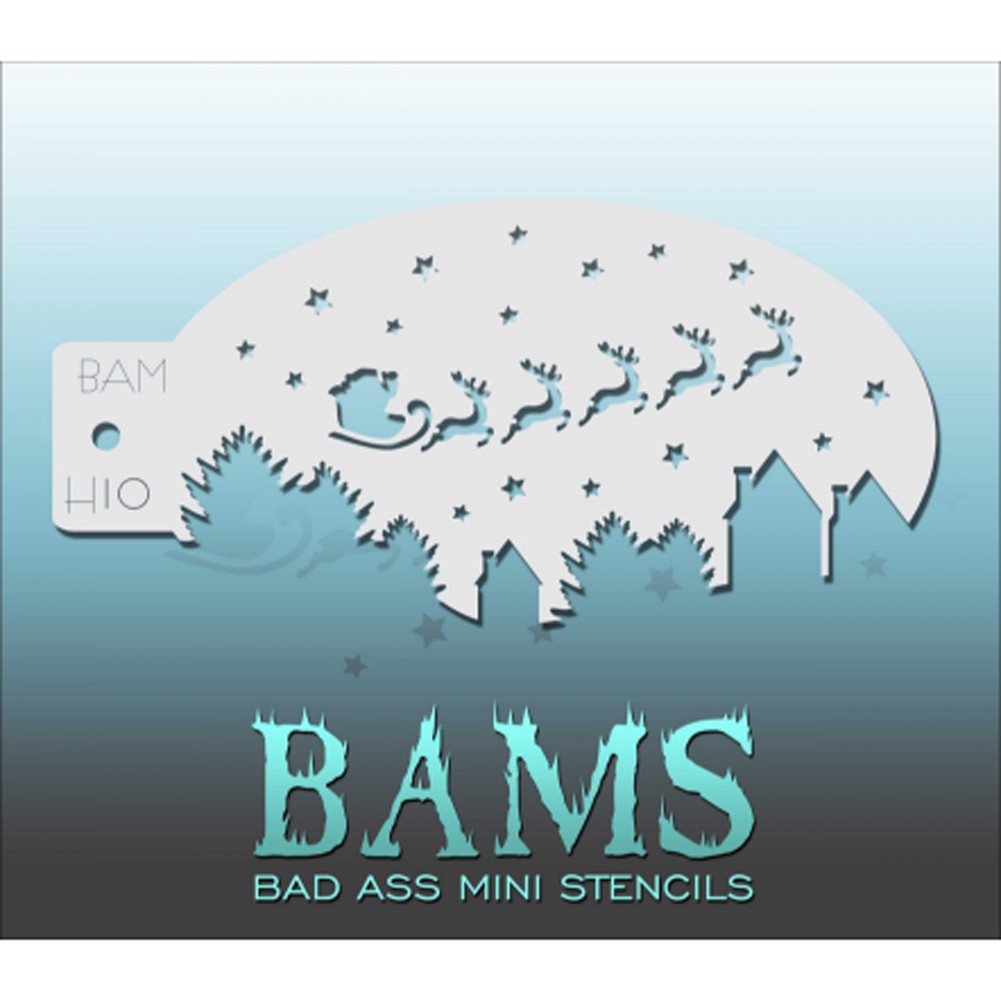 Bad Ass Mini Stencils - Santa&#39;s Sled - BAMH10