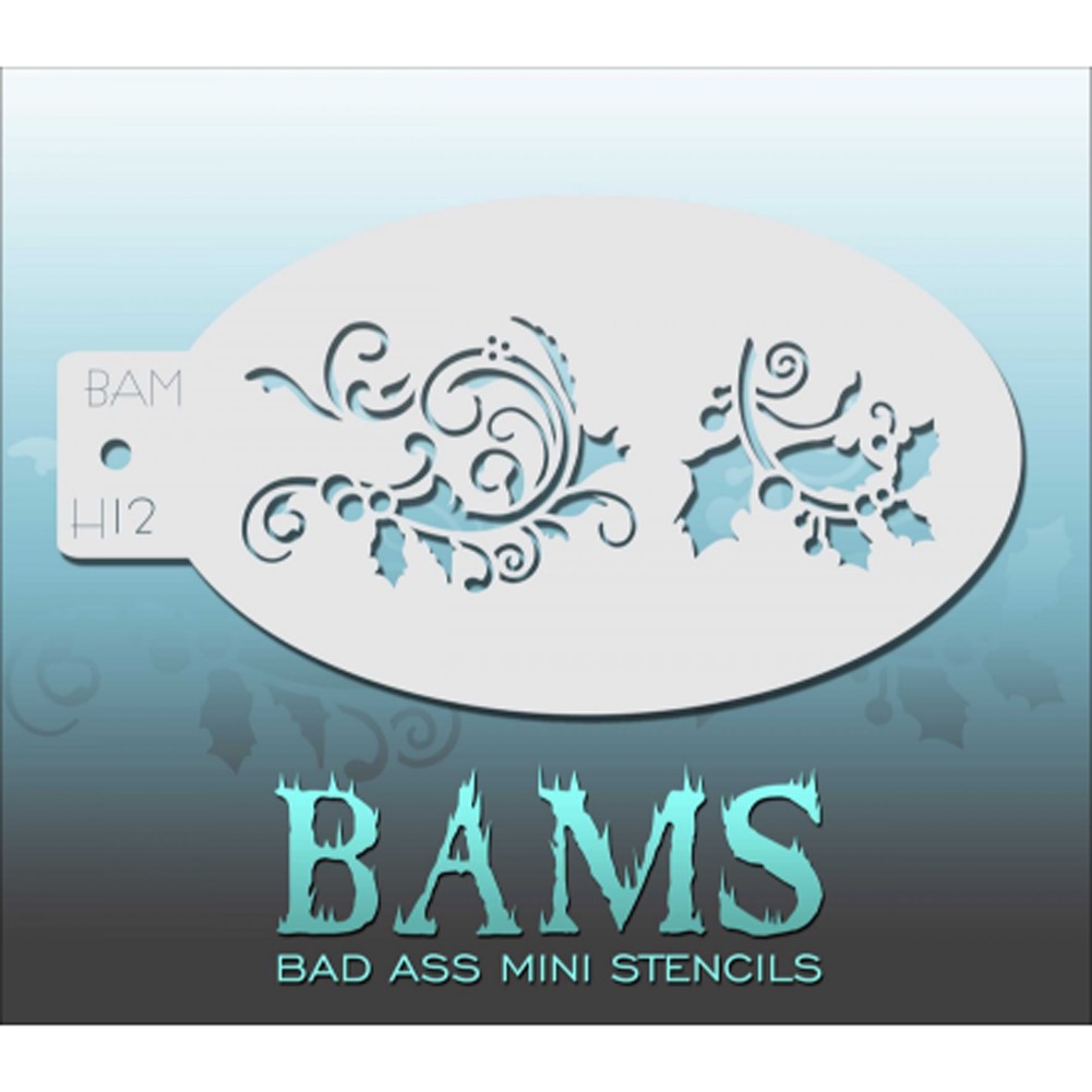 Bad Ass Mini Stencils - Holly Swirl - BAMH12