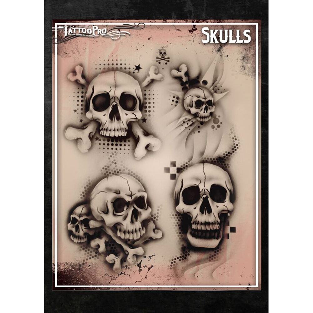 Tattoo Pro Series 1 Stencils - Skulls: Facepaint.com tattoo-pro-series-1-stencils-skulls-facepaint-com
