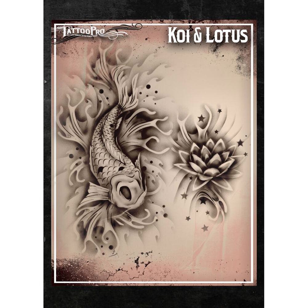 Tattoo Pro Series 1  Stencils - Koi &amp; Lotus