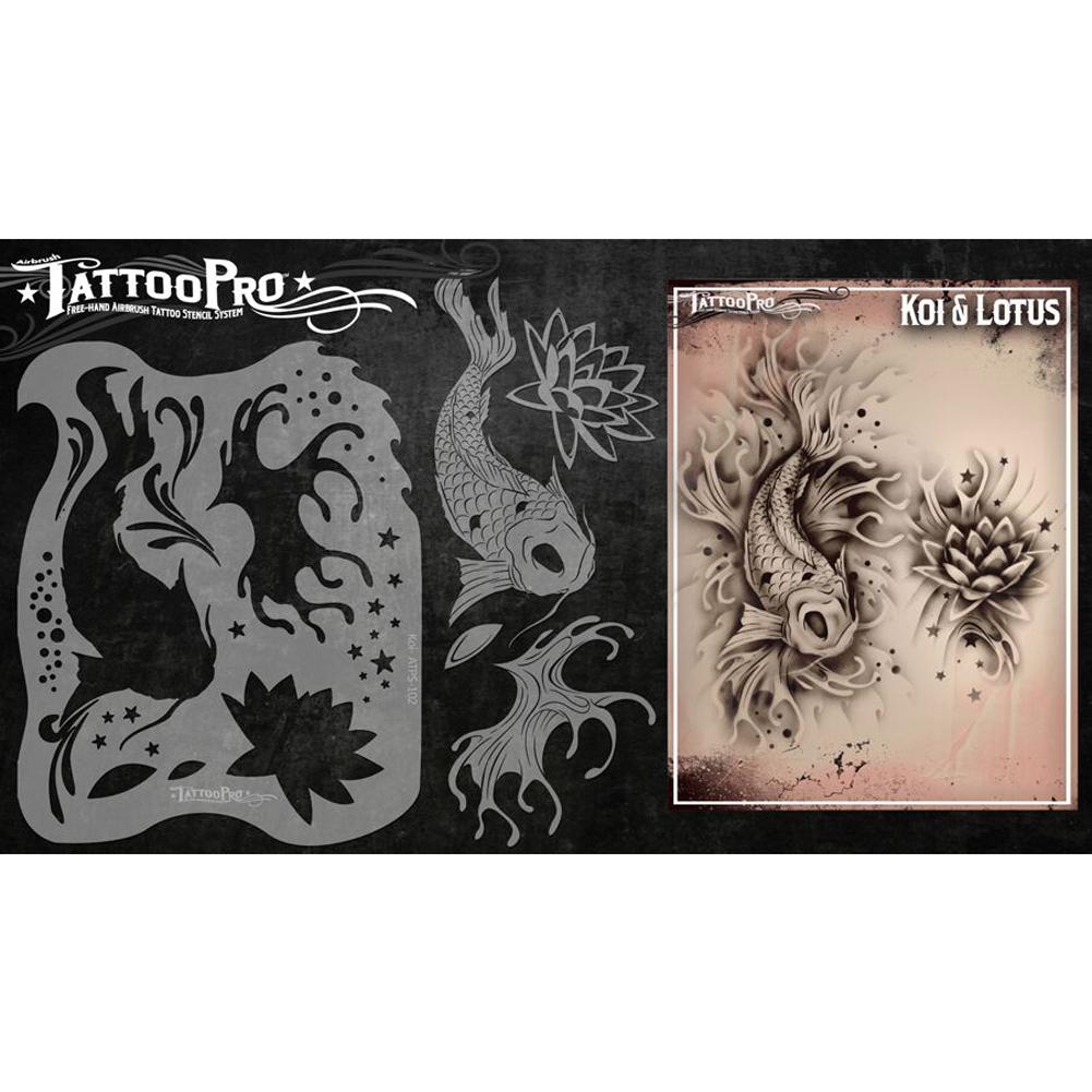 Tattoo Pro Series 1  Stencils - Koi &amp; Lotus