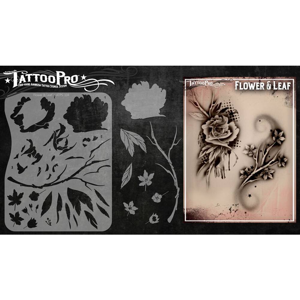 Tattoo Pro Series 1 Stencils - Flower &amp; Leaf
