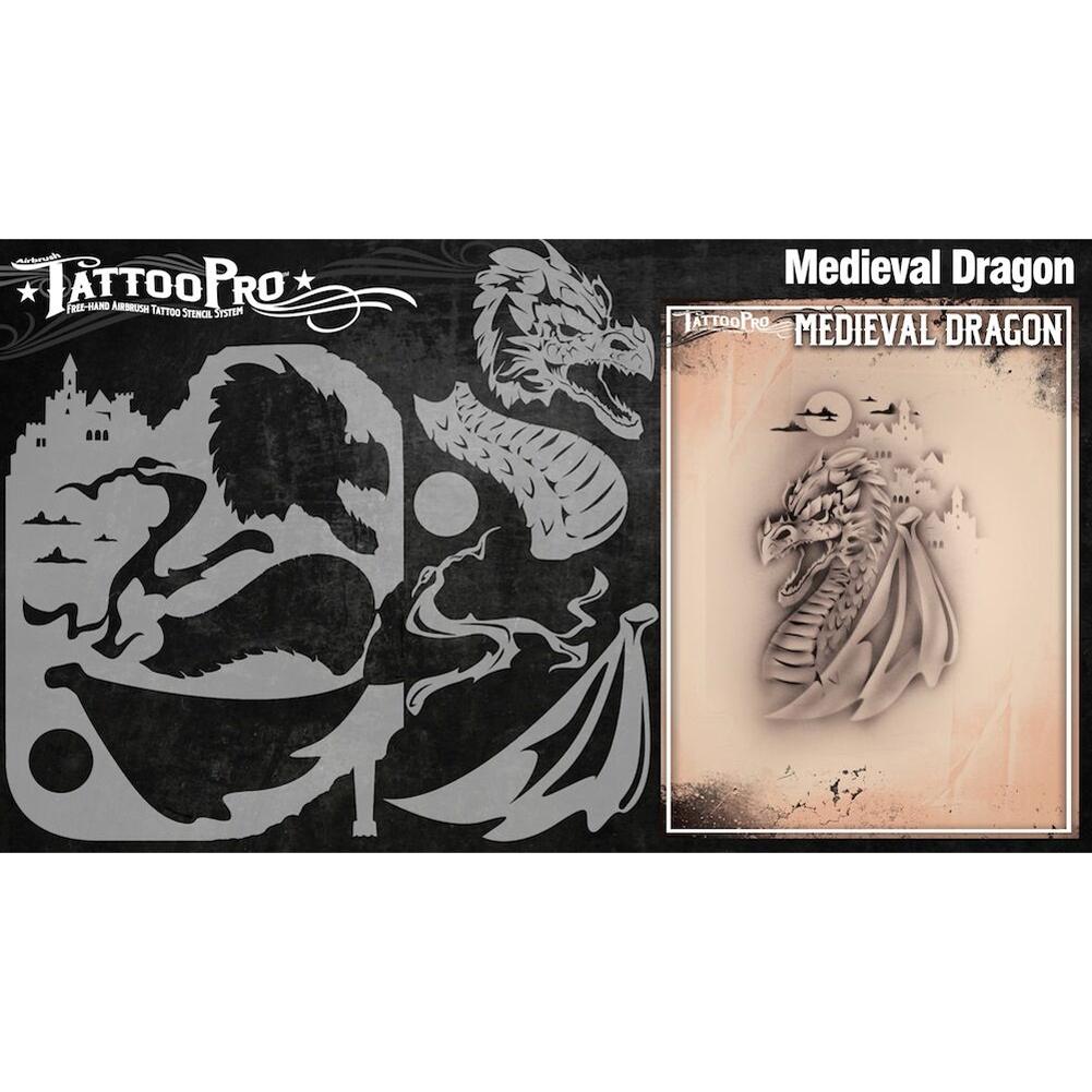 Tattoo Pro Series 3 Stencils - Medieval Dragon