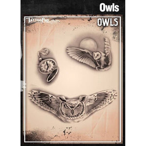 Tattoo Pro Series 3 Stencils - Owls