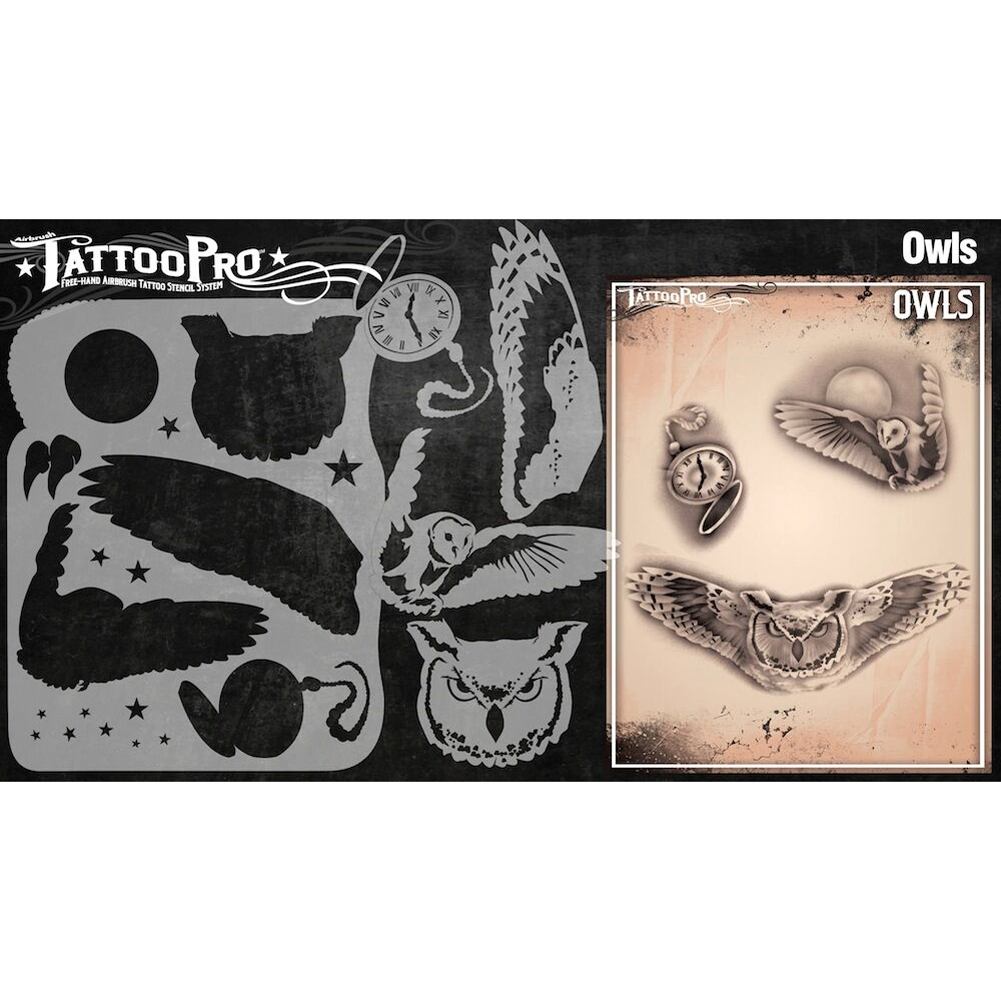 Tattoo Pro Series 3 Stencils - Owls