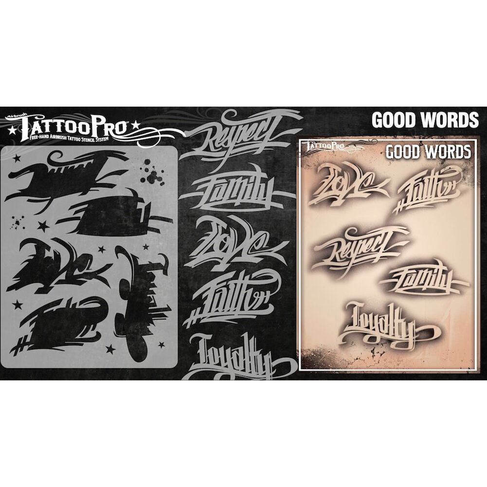 Tattoo Pro Series 3 Stencils - Good Words