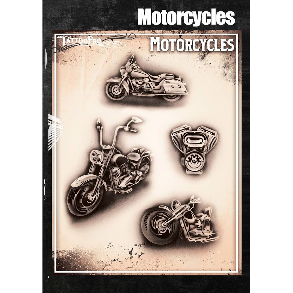 Tattoo Pro Series 4 Stencils - Motorcycles