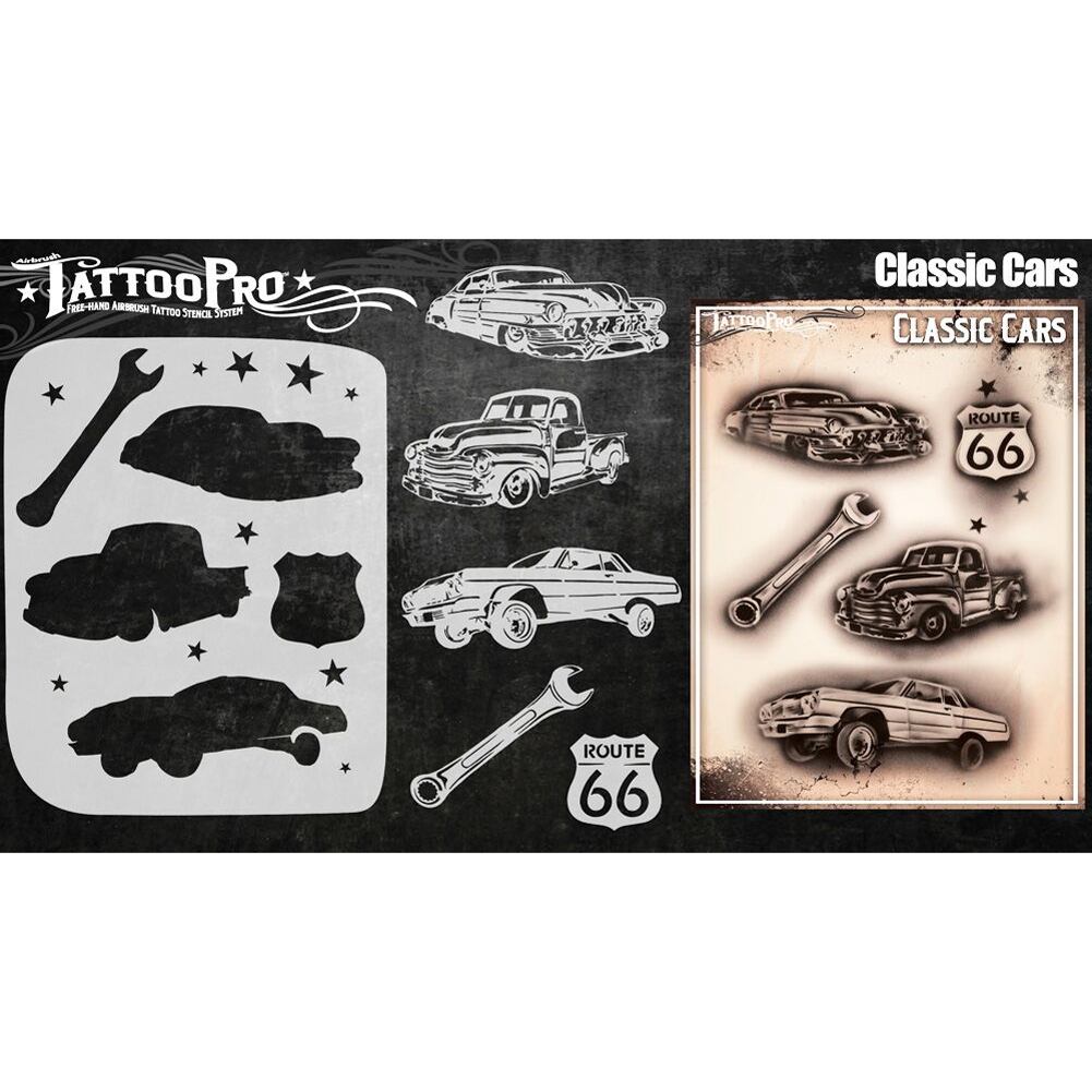 Tattoo Pro Series 4 Stencils - Classic Cars