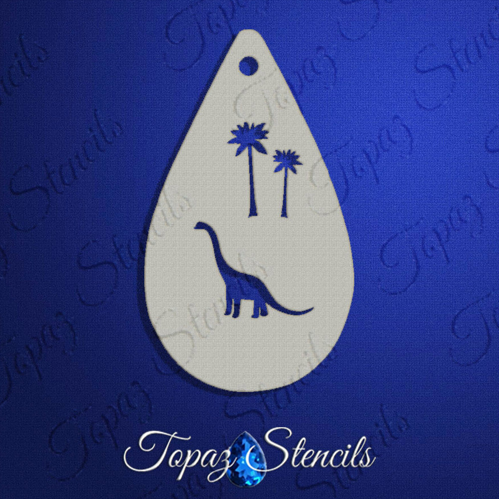 Topaz Face Painting Stencil - Brachiosaur and Trees