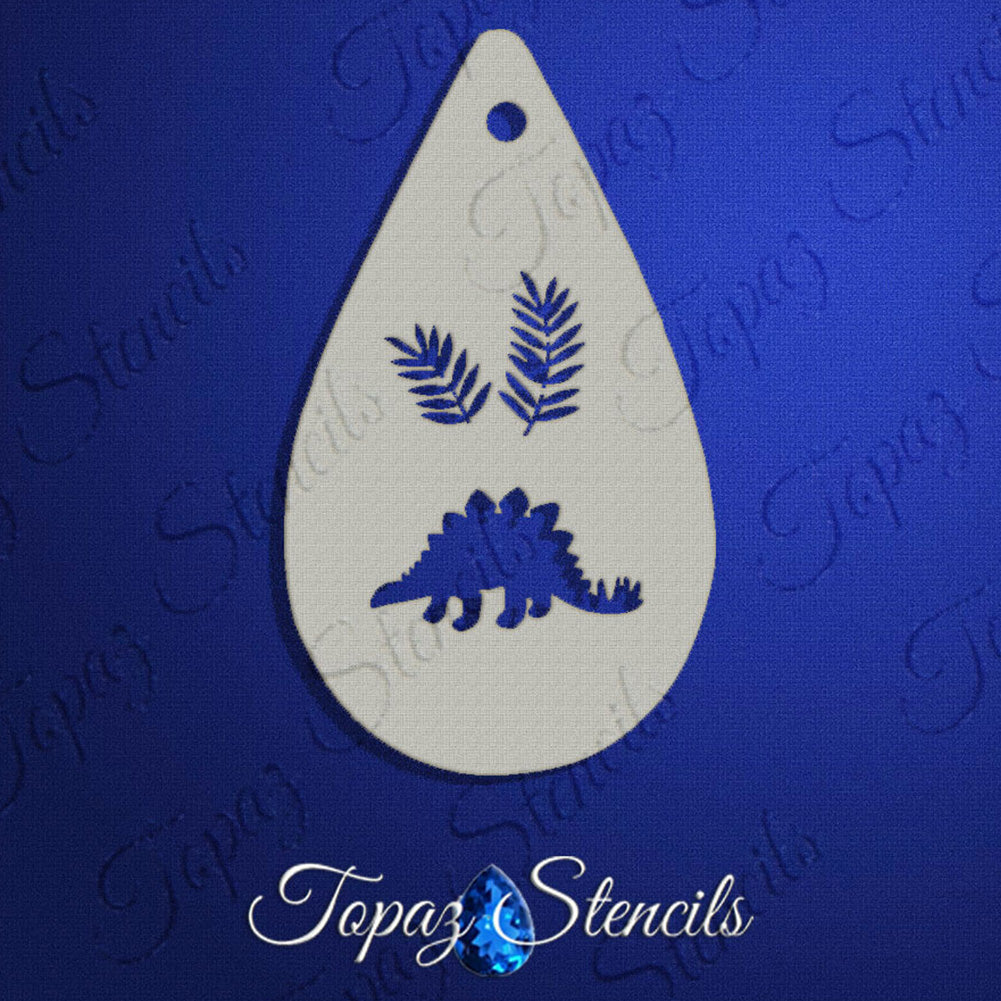 Topaz Face Painting Stencil - Stegosaurus and Plants