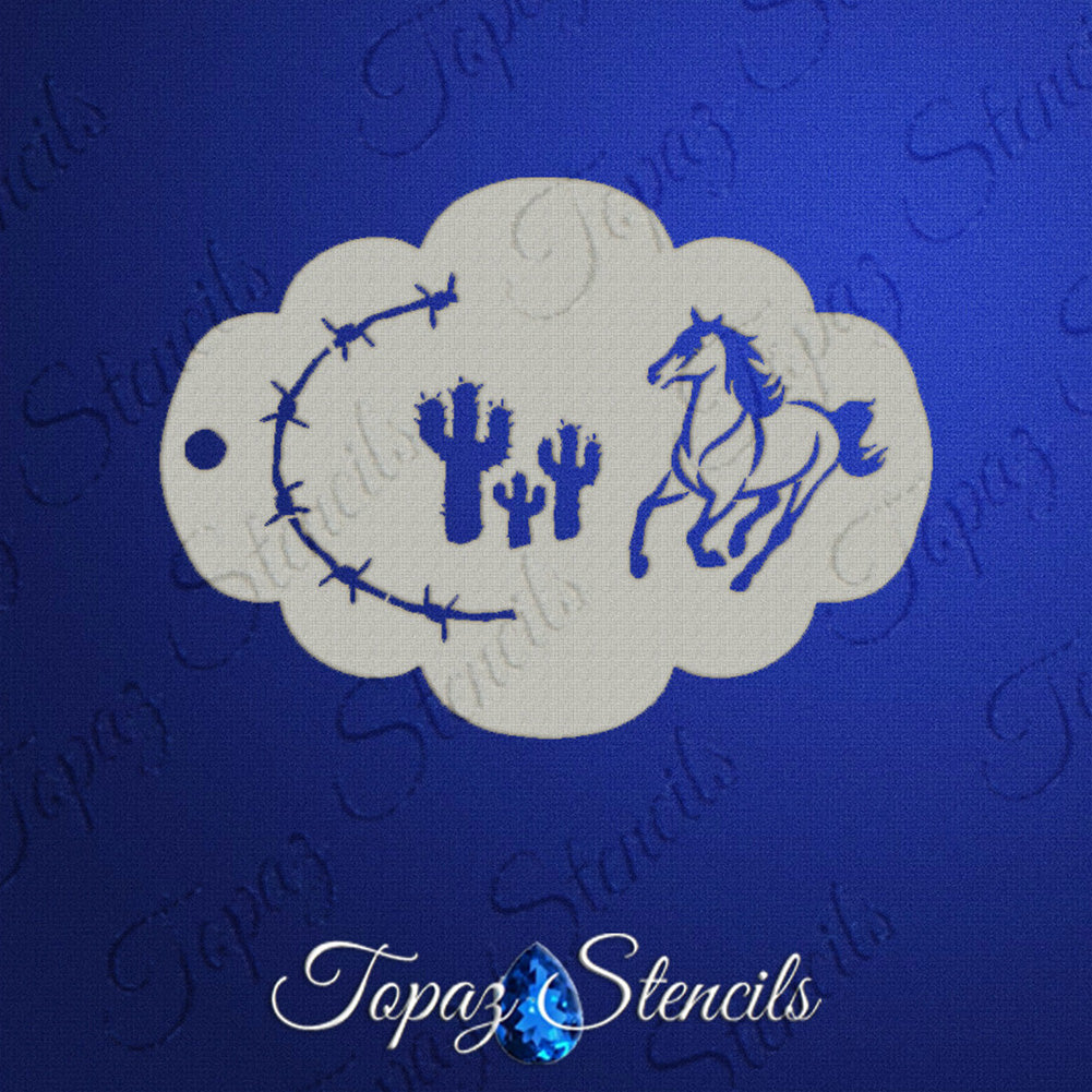 Topaz Face Painting Stencil - Western Elements