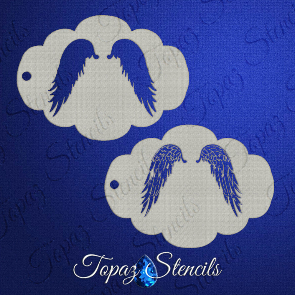 Topaz Face Painting Stencil - Elegant Angel Wings