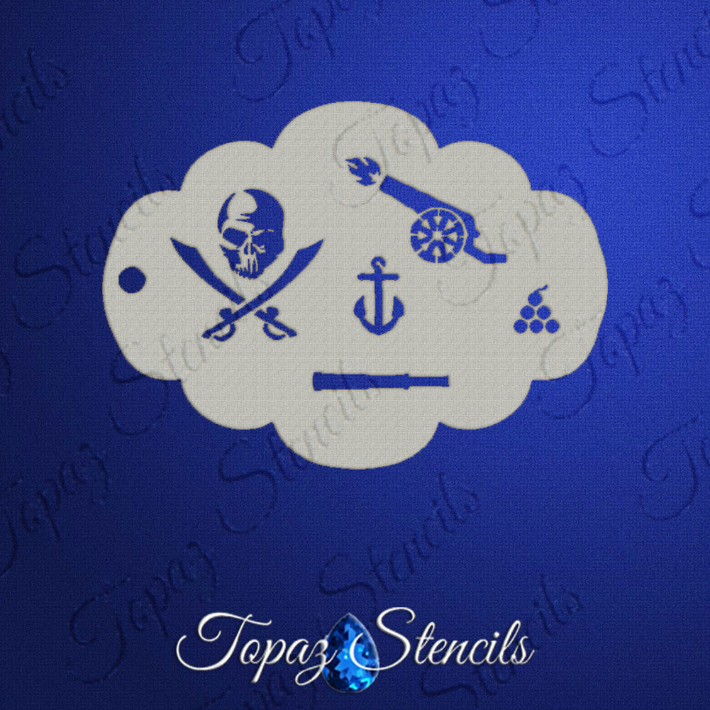 Topaz Face Painting Stencil - Pirate Elements