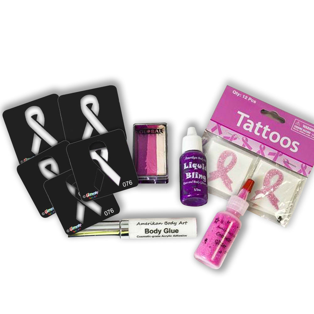 Breast Cancer Awareness Bling Face Painting Kit